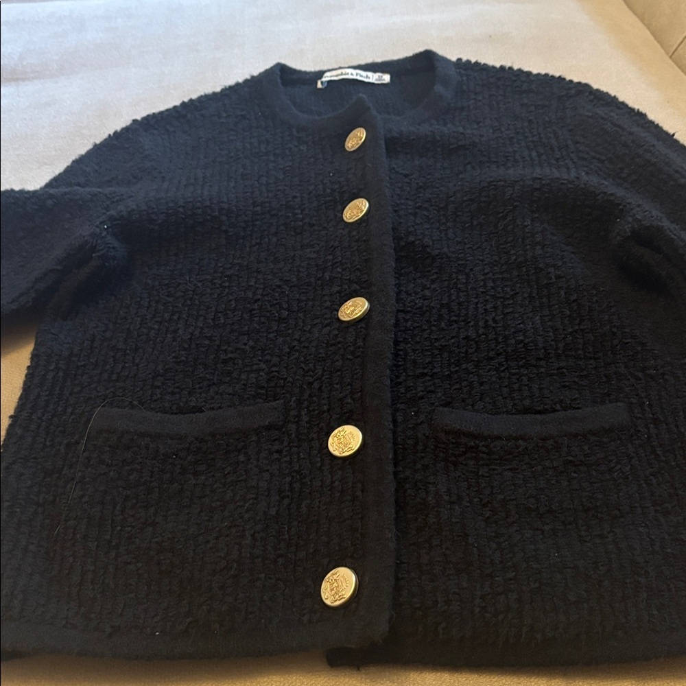 Black Abercrombie Gold Button-Up Cardigan - Picture 4 of 6